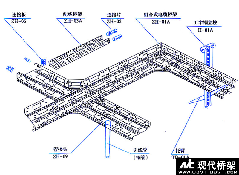 组合式桥架空间布置示意图